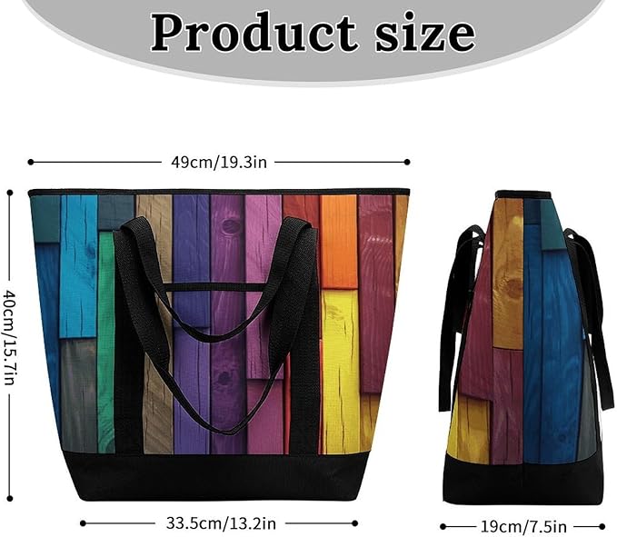 Insulated Shopping BagLarge Reusable Cooler Bags Colored Wood Printed Foldable Shopping BagTravel Waterproof Shoulder Bag
