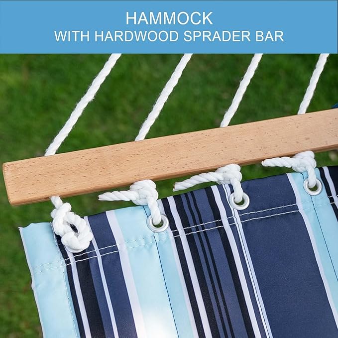 Lazy Daze Hammocks 12 FT Quilted Fabric Double Hammock with Spreader Bars and Detachable Pillow 450lbs Weight Capacity