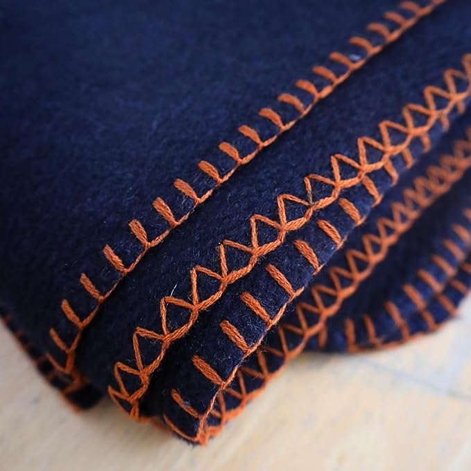 ASR Outdoor 5lb Navy Blue Wool Blanket Camping Survival Gear 64 x 84 Inches