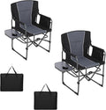 2 Pack Oversized Camping Directors Chair Portable Folding Lawn Chairs for Adults with Side Table and Storage PouchPocket for Beach Fishing PicnicConcertTailgating Heavy Duty Supports 330LBS