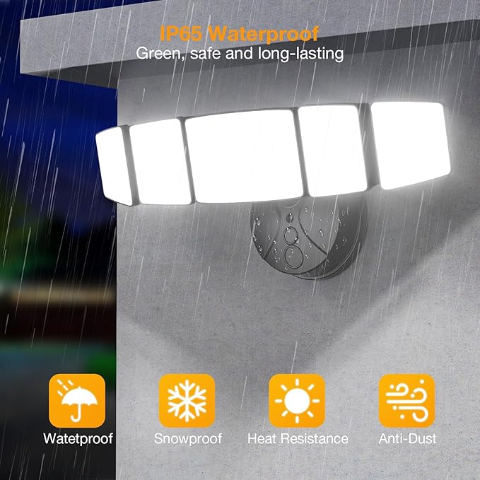 Onforu 120W Smart Flood Light Outdoor 12000LM LED Security Light APP Control WiFi Alexa Flood Lights Outside Floodlight with 5 Adjustable Heads 2700K-6500K Exterior Light Fixture for Yard
