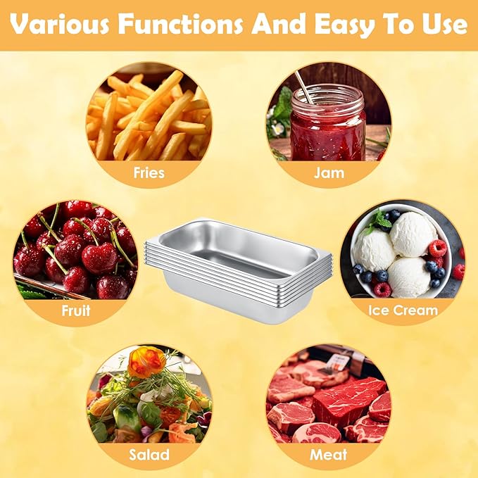 6 Pack 1/3 Hotel Pans 2.5 Inch Deep Stainless Steel Food Pan 1/3 Size 2.5 Deep Steam Table Pan Stainless Steel Commercial Food Pans for Hotel Restaurant Buffet Home