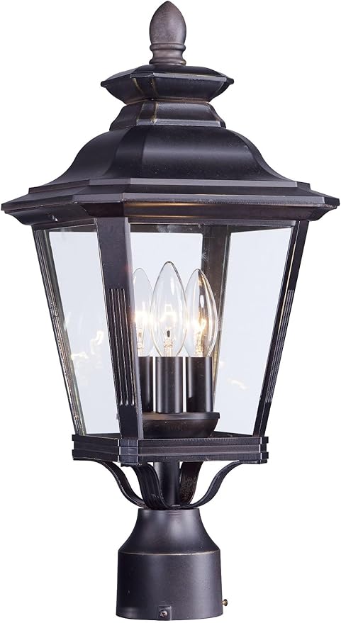 Maxim Knoxville-Three Light Outdoor Post Lantern in Early American Style-9 Inches Wide by 19.5 inches high