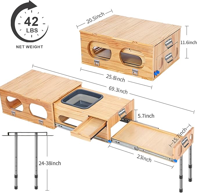 SHIWAGIN Overland Kitchen Slide-Out System All-in-One Camp Kitchen Box with Sink Chopping and Cooking Features Folding Camping Table for SUV Overlanding &amp Car Camping Quick 1-Minute Setup