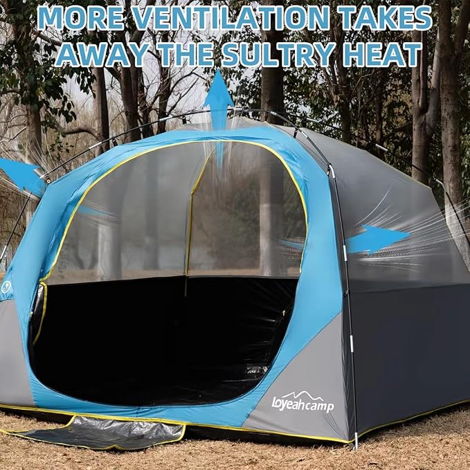 4/6 Person Blackout Camping Tent Easy Setup Waterproof Family Dome Tent for Camping with Rainfly Portable Double Layer Large Family Tent for Outdoor Camping&ampHiking