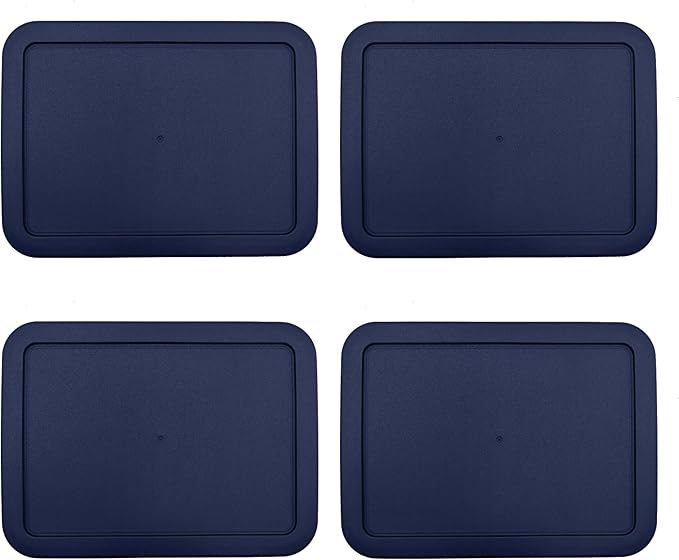 CIBI Food Storage Container Lids (3 Cup Blue - 4 PK) Compatible with Pyrex 7210-PC Glass Containers Dishwasher and Microwave Safe Replacement Lids