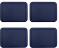 CIBI Food Storage Container Lids (3 Cup Blue - 4 PK) Compatible with Pyrex 7210-PC Glass Containers Dishwasher and Microwave Safe Replacement Lids