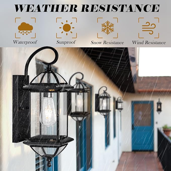 18 Large Black Copper Outdoor Wall Light Fixture Oil-Rubbed Blackened Bronze Vintage Outside Wall Mounted Porch Lamp Waterproof Exterior Sconce for Patio Garage Front Door (Bulb Not Included)