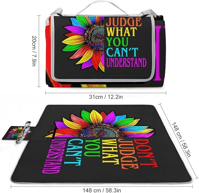Don¡¯t Judge What You Can¡®t Understand Waterproof Outdoor Picnic Blanket Sandproof Beach Mat for Camping Hiking Grass Travelling