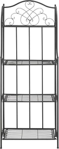 SAFAVIEH Outdoor Collection Amaris Victorian Scroll Antique Black 4-Tier Shelf Baker's Rack (Fully Assembled)