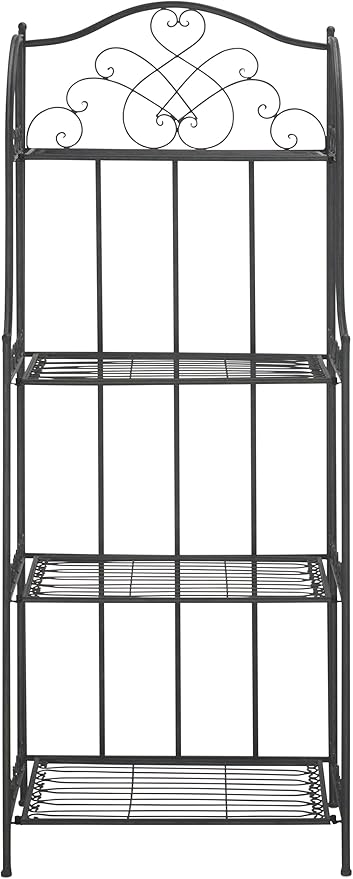 SAFAVIEH Outdoor Collection Amaris Victorian Scroll Antique Black 4-Tier Shelf Baker's Rack (Fully Assembled)