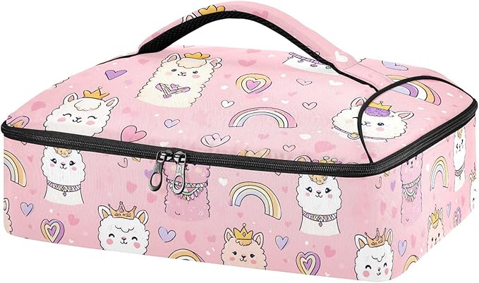 Casserole Carrier Alpaca PatternInsulated Casserole Carrier for Hot or Cold Food Thermal Lunch Tote for Potluck Parties Picnic Beach Fits 9 x 13 Inches Baking Dish