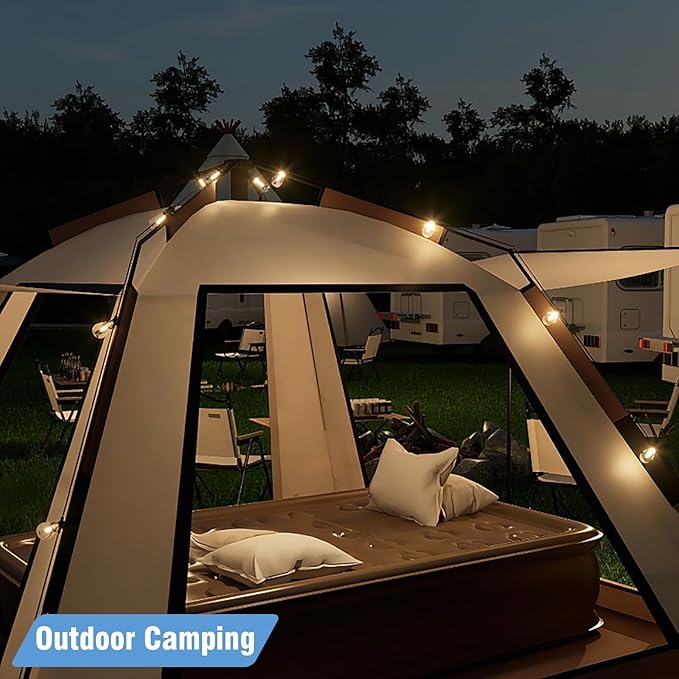 Outdoor String Lights 150ft LED Patio Lights with 78 (75+3 Spare ST38 Shatterproof Bulbs) IP 65 Waterproof Outside Hanging Light for Cafe Bistro Backyard (150 ft-78 Bulbs)