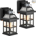 Motion Sensor Outdoor Light Fixtures 2-Pack Upgraded Anti-Rust Aluminum Outdoor Sconces Front Porch Lights Black Exterior Light Fixtures Dusk to Dawn Outside Lights House ETL Certified