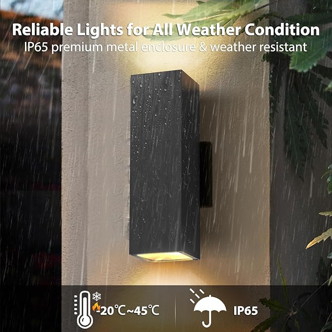 Up and Down Lights Modern Exterior Lighting Fixtures 11.8 Outdoor Porch Light IP65 Waterproof Outside Lights for House Garage PatioE26 Bulbs not Included - 1 Pack