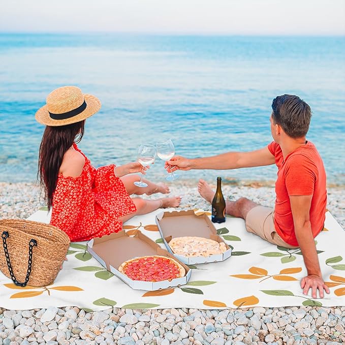 Waterproof Sandproof Beach Blanket 59''×68'' Creative Colored Leaves Polyester Outdoor Picnic Blanket with 4 Stakes &amp Storage Bag for BeachCampingVacation