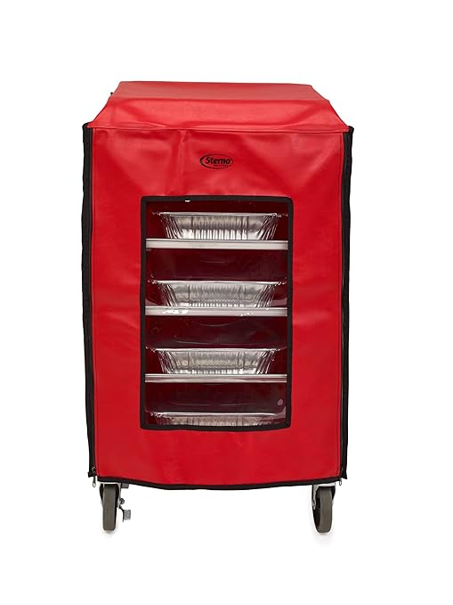Sterno Half Size Bun Rack Cover Vinyl Zipper Closure Red