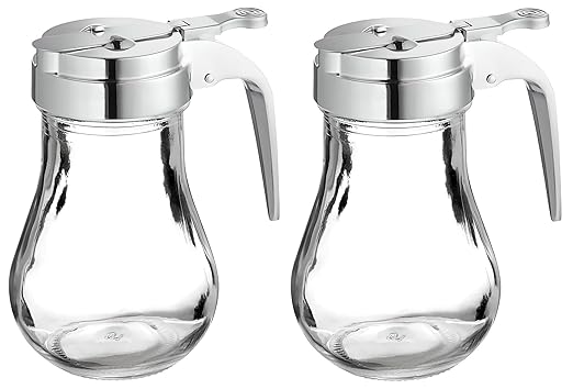 OCS Parts Syrup Dispenser with Lid and Dispensing Thumb Lever | Commercial Grade Liquid Dispensers for Home and Commercial Kitchens (2 6 OZ)