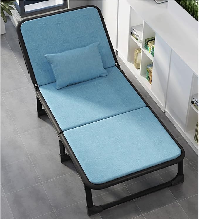 Camping cot Camping Cot Adjustable 6-Position Folded Bed Portable Rollaway Bed with a Pillow + dust Cover for Guest Room Small Apartment Folding cot