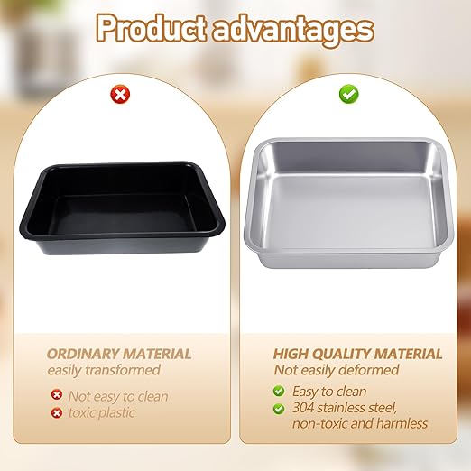 3 Pcs Stainless Steel Bus Tubs with Lid 13 L Commercial Tote Box 4 Deep Food Grade Meat Processing Tubs Lug Dishwashing Utility Prep Tub Table Pans Silver (17.7 x 13.7 Inch)
