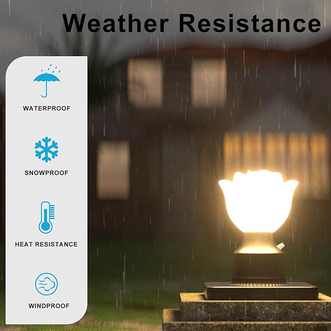 Lightdot 2 Pack Outdoor Lamp Post Light Fixture Dusk to Dawn - Outside Lamp Posts Outdoor Lighting with Flower Shade for Exterior Gate Waterproof Pole Column Light with Pier Mount Base