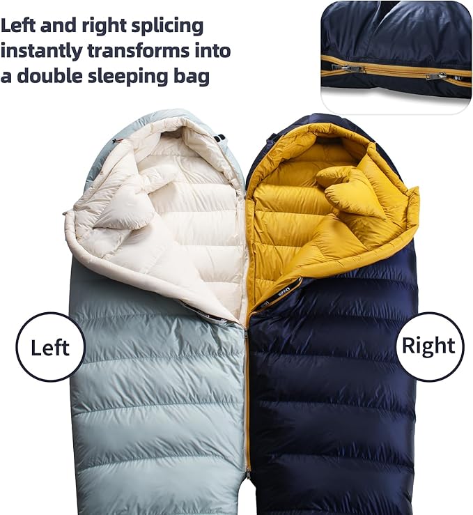 Down Sleeping Bag for Adults with 620 Fill Power Down Ultralight Mummy Backpacking Sleeping Bag