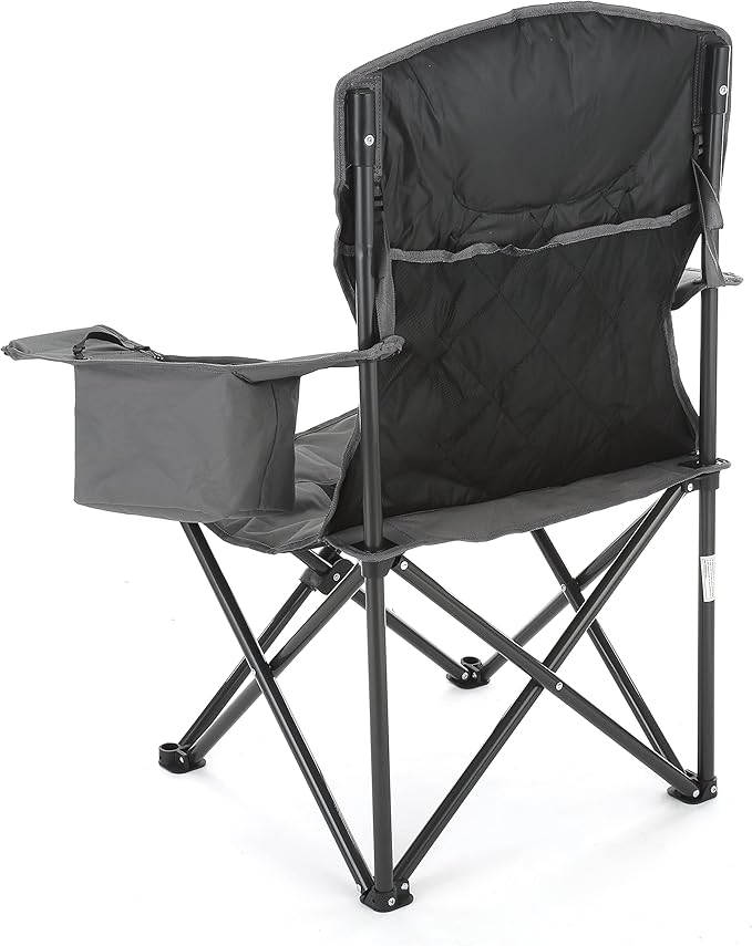 ARROWHEAD OUTDOOR Portable Deluxe Folding Camp Quad Chair w/Headrest Glass &amp Cup Holders Armest 6-can Cooler Heavy Duty Carry Bag 550 lbs Weight Capacity