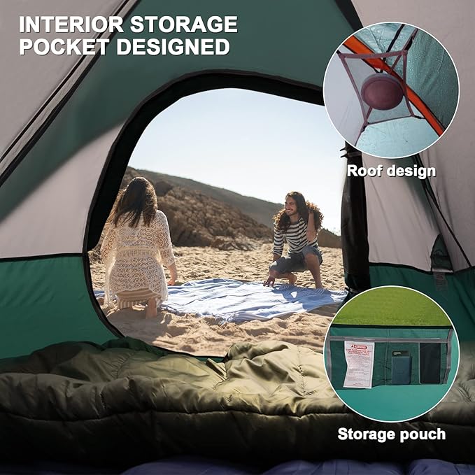 Camping Tent 2-4 Person Waterproof Windproof Tent with Rainfly Easy Set up-Portable Dome Tents for Camping…