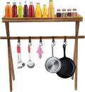 Wooden Portable Picnic Rack Retro Picnic Condiment&ampCookware Storage Rack Lightweight Outdoor Storage Shelf w/Hook for Camping Picnic BBQ Home Storage