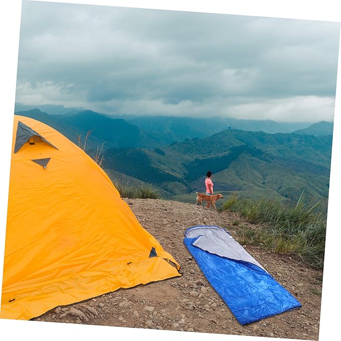 Outdoor for Adults Lightweight Warm Camping Bag with Hollow Cotton Filling Polyester for Backpacking Hiking and Outdoor Blue Envelope Design