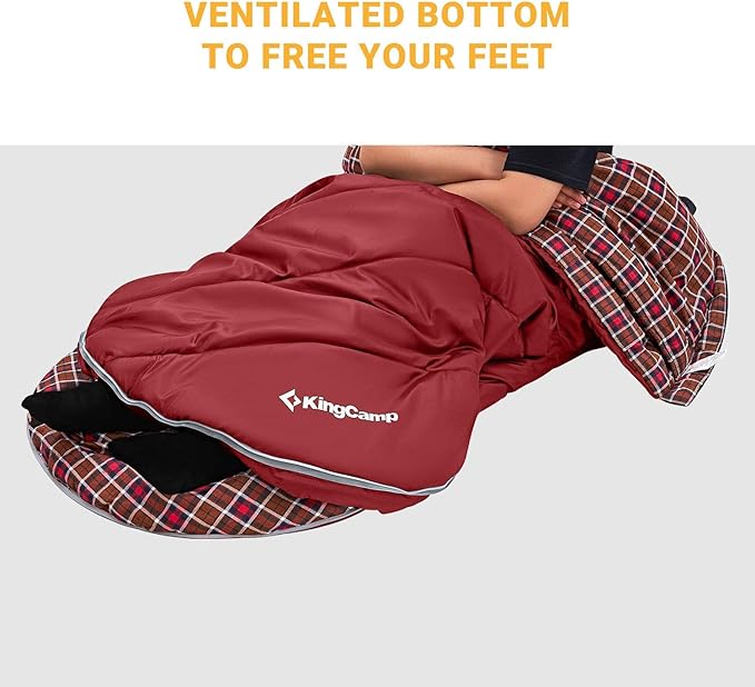 KingCamp Sleeping Bags Big and Tall Flannel Sleeping Bag for Adults Lightweight Portable Extra Wide Sleep Bag for Camping Backpacking Perfect for Cold and Warm Weather Outdoor Gear