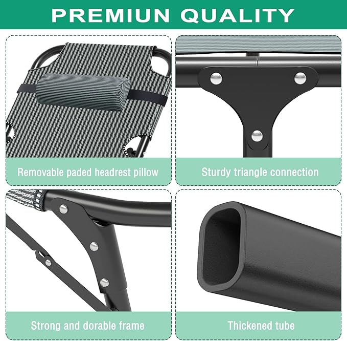 NAIZEA Folding Camping CotsAdjustable 4-Gear Sleeping Cots for AdultsFoldable Cot Bed Folding Chaise Lounge ChairPortable Reclining Chair for Beach Lawn Camping PoolSunbathing Chairs