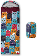Axolotl Colorful Cats 3 Season Sleeping Bag for Kids Girls Teens - Warm and Cool Weather Pet Animal Theme Waterproof Lightweight for Traveling Outdoors Camping Equipment