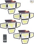 Ensenior Solar Lights Outdoor Motion Sensor Outdoor Light with Remote Control IP65 Waterproof 279 LED 4 Heads Solar Security Light with 4 Mode 270° Wide Angle Solar Flood Light for outdoor 4 Packs