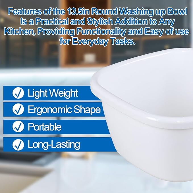 2 Plastic Wash Basins Large 18 Quart White Bucket Portable Washbasin for Washing Cleaning Foot Bath Dishes Face Cleansing Bowl Cream (2 Pack)