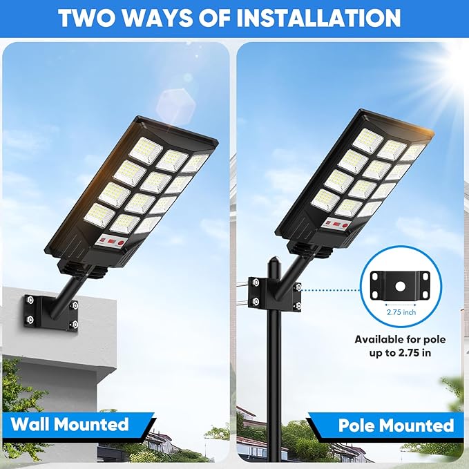 Brightever 4-Pack Solar Street Light Outdoor Waterproof Motion Sensor Solar Powered Light Dusk to Dawn LED Solar Parking Lot Flood Light for Outside Yard Garden Path