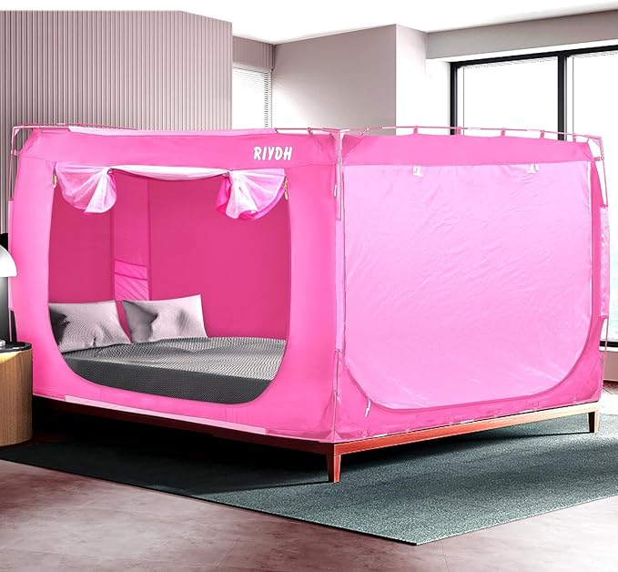 Bed Tent Bed Canopy Queen Size Tents for Adult and Kids- Original Design Portable Dream Tent Indoor Sleeping Tents 80% Blackout with 3 Doors Breathable Big Space Tents