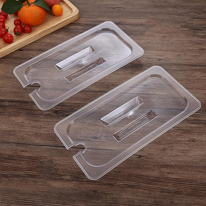 12 Pcs Clear Food Pan Lids 1/3 Size Polycarbonate Notched Cover with Handle Restaurant Commercial Hotel Pan Lid for Restaurant Commercial Food Container Storage