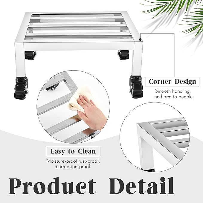 Dunnage Rack with Wheels 13.8 Long x 13.8 Wide 3.9 Height Stainless Steel Mobile Dunnage Rack with Locking Casters 600+ Pound Storage Commercial Food Service in Restaurant Kitchen Shop