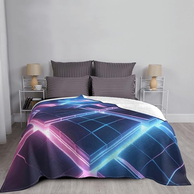 Glow Grid Soft Fleece Blanket 60 * 50 inch Soft Sofa Blanket Suitable for Sofa Camping Travel Night Cover Blanket