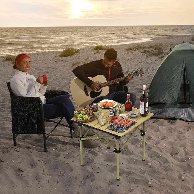 Portable Camping Table Camping Table Foldable with Carrying Bag Ultralight Carbon Steel Beach Table Indoor Outdoor for Camping Picnic BBQ Beach Party Patio Fishing Carbon Steel