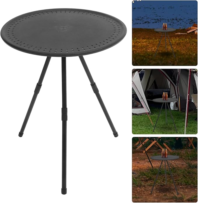 1pc Compact Round Folding Table for Camping Portable Adjustable Height Lightweight Design for Picnics and Outdoor Activities Small Foldable Camping Table for Easy Storage