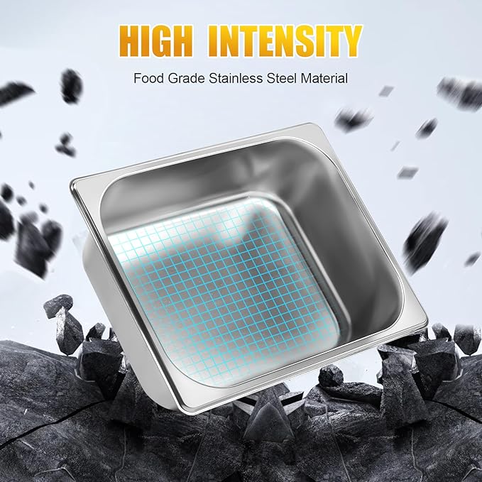Hotel Pan 1/2 Size - Stainless Steel Steam Pan With Lid 4 Deep Food Pan Anti Jam Stainless Steel Buffet Commercial
