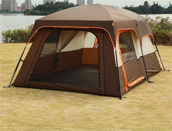 Extra Large 2-Room Family Cabin Tent – 10/12/14 Person Capacity with 3 Doors 3 Mesh Windows for Camping &amp Picnic