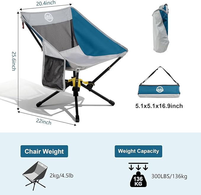 ADSMART Portable Camping Chair Lightweight Folding Chair for Camping - Outdoor Chair Supports 300 Lbs - Camp Chair Outdoor Adventures