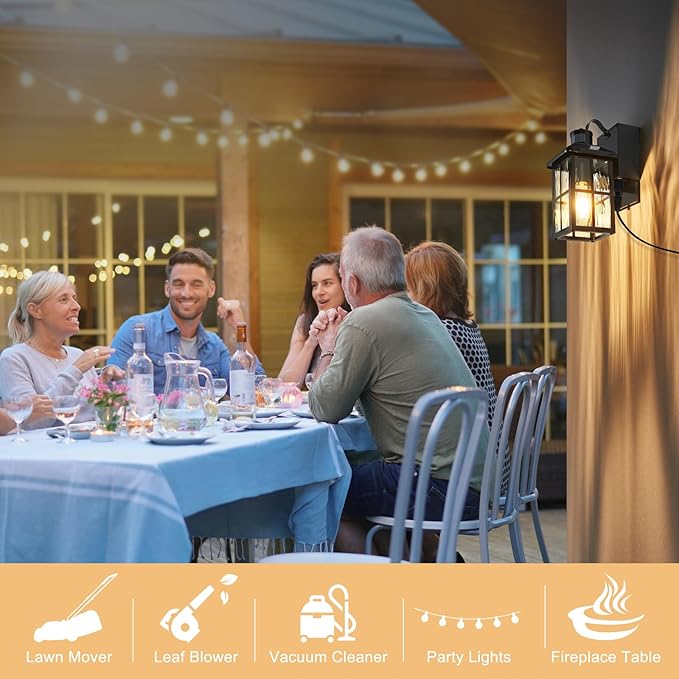 Porch Lights with GFCI Outlet with RemoteDusk to Dawn Motion Sensor Outdoor Light Upgraded 4 Lighting Modes Exterior Fixture Waterproof Outside Lights for House Patio Garage
