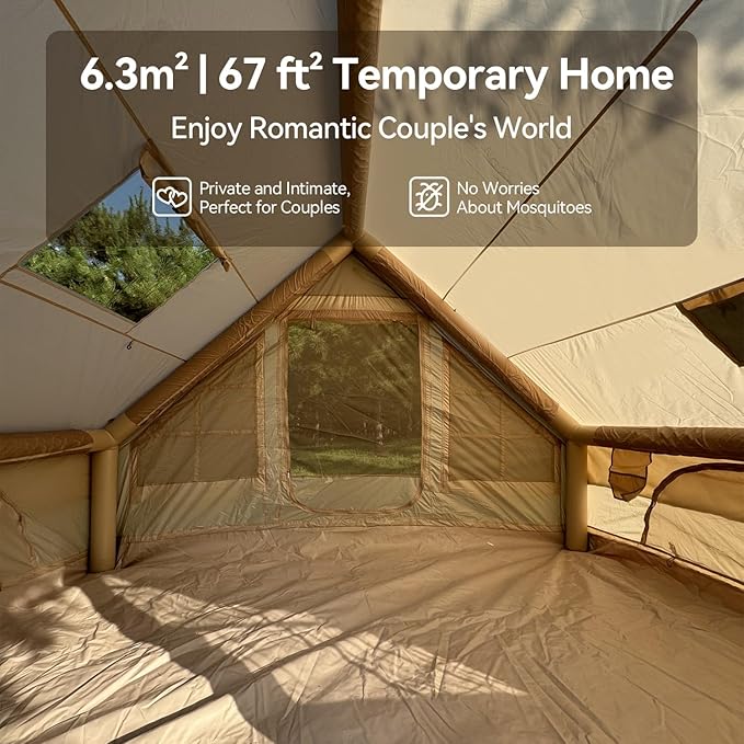 Inflatable Camping Tent with Pump4-6 Person Waterproof Blow Up Air Tent for Camping HikingEasy to Set Up 4-Season Inflatable House Tent with Oversized Canopy.