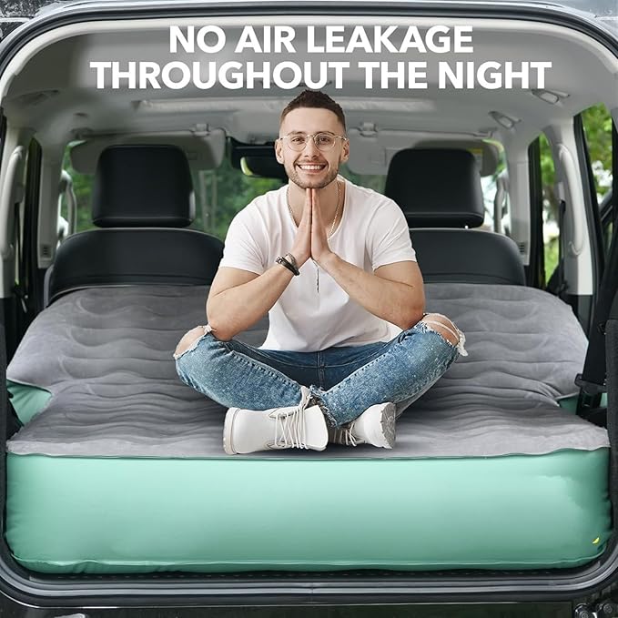 Camping Inflatable Mattress Portable Inflatable Bed for Car SUV Air Mattress Car Mattress with Built-in Pump Cold-Resistant and Wear-Resistant Car Sleeping Bed
