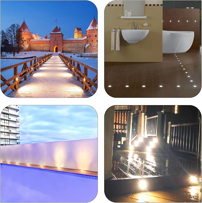 Low Voltage LED Inground Well Light 4-Packs 3W 3000K Warm White IP67 Waterproof Aluminum Buried Underground Lights for Outdoor Landscape Lighting Deck Yard Pool 12V-24V DC AC12V (4-Pack)