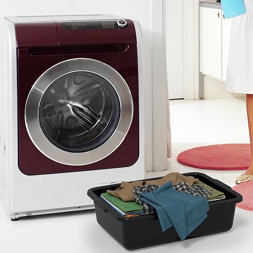 13 L Commercial Bus Tub Wash Basin Tote Box Plastic Bus Box 4-Pack Black